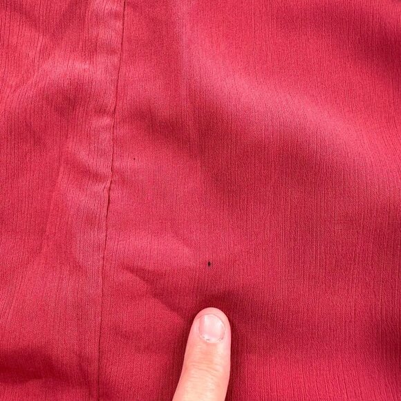 Lulus Red Long-Sleeve Cutout Waist Mini Dress Size L Ruffle Rusty Rose Mock Neck - Picture 14 of 14